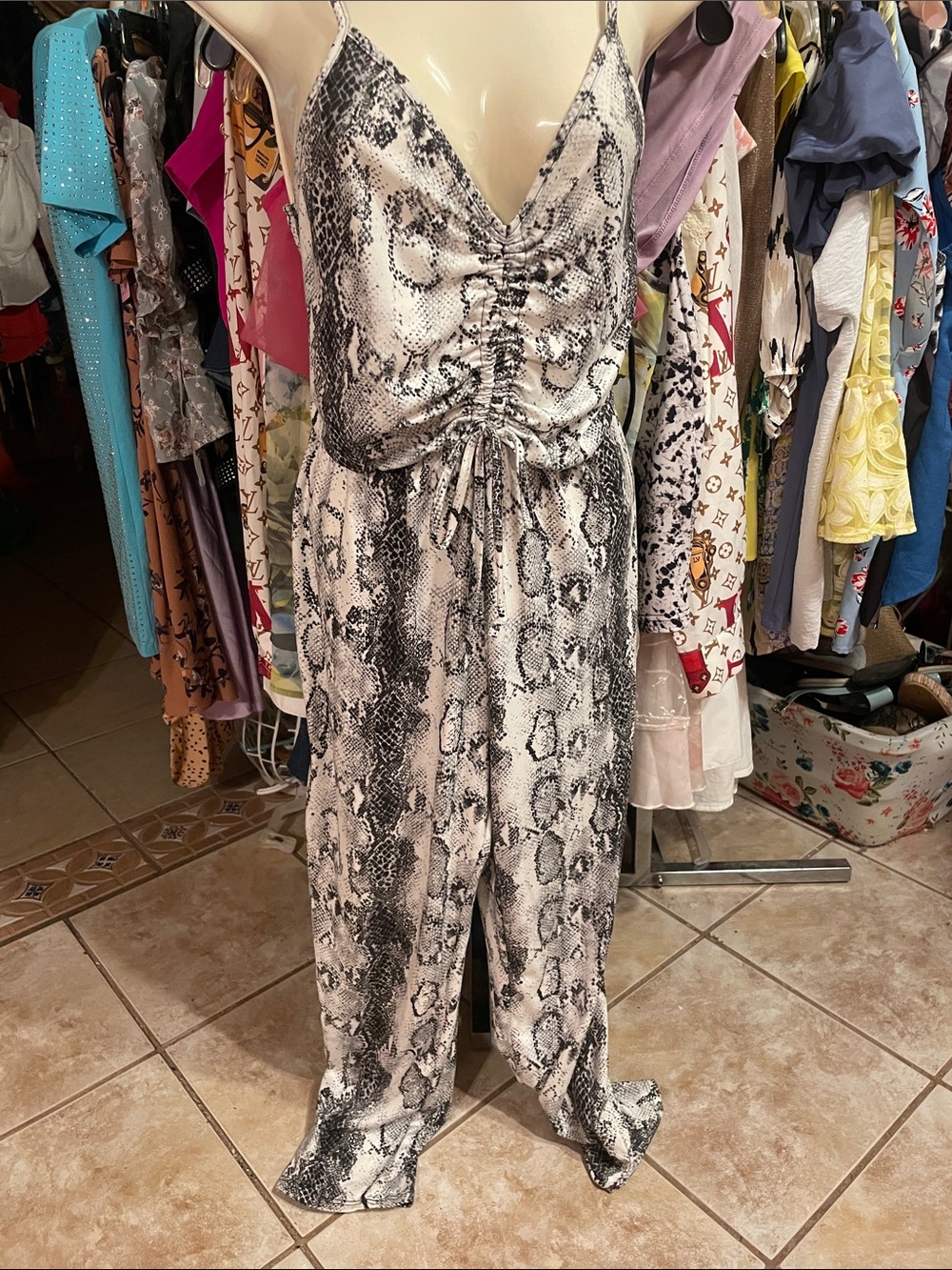 Rolla Coster Black & White Snake Print Jumpsuit
